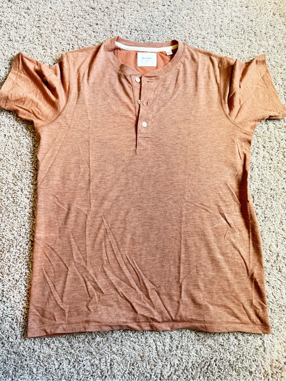 Billy Reid Short-Sleeve Henley in Rusted Orange